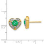 14k Diamond & Emerald Fancy Heart Earrings