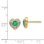 14k Diamond & Emerald Fancy Heart Earrings