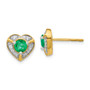 14k Diamond & Emerald Fancy Heart Earrings