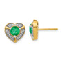 14k Diamond & Emerald Fancy Heart Earrings