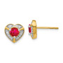14k Diamond & Ruby Fancy Heart Earrings