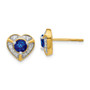 14k Diamond & Sapphire Fancy Heart Earrings