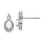 Sterling Silver Rhodium-plated Created Opal & Diam. Earrings
