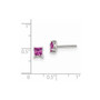 Sterling Silver 4mm Princess Created Pink Sapphire Post Earrings