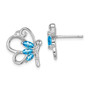 Sterling Silver Rhod-plat Light Swiss Blue Topaz Dragonfly Earrings