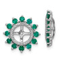Sterling Silver Rhodium Diam. & Created Emerald Earring Jacket