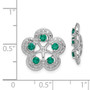 Sterling Silver Rhodium Diam. & Created Emerald Earring Jacket