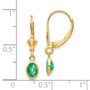 14k 6x4 Oval Bezel May/Emerald Leverback Earrings
