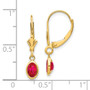 14k 6x4 Oval Bezel July/Ruby Leverback Earrings