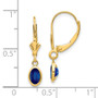 14k 6x4 Oval Bezel September/Sapphire Leverback Earrings