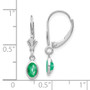 14k White Gold 6x4 Oval Bezel May/Emerald Leverback Earrings