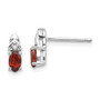 14k White Gold Genuine Garnet Diamond Earring