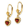 14k 5mm Heart Garnet Earrings