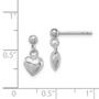 Sterling Silver RH Plated Child's Polished Heart Post Dangle Earrings