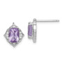 Sterling Silver Rhod-plated Amethyst and White CZ Post Dangle Earrings