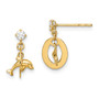 14k Madi K CZ Oval with Dolphin Dangle Post Earrings
