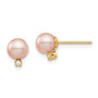 14K Madi K 5-6mm Pink Round FW Cultured Pearl .02ct Diamond Post Earrings