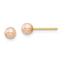 14k Madi K 3-4mm Pink Round Freshwater Cultured Pearl Stud Post Earrings