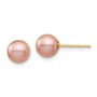 14K Madi K 6-7mm Pink Round Freshwater Cultured Pearl Stud Post Earrings