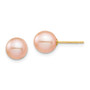 14K Madi K 7-8mm Pink Round Freshwater Cultured Pearl Stud Post Earrings