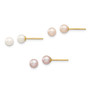 14K Madi K 4-5mm White/Pink/Purple Round FWC Pearl Post Earrings Set