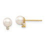 14K Madi K 4-5mm White Round FW Cultured Pearl .02ct Diamond Post Earrings