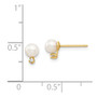 14K Madi K 4-5mm White Round FW Cultured Pearls CZ Post Earrings
