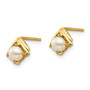 14k Madi K 3-4mm White Button Freshwater Cultured Pearl Post Earrings