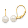 14K Madi K 6-7mm White Round FW Cultured Pearl Leverback Earrings