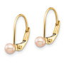 14K Madi K 3-4mm Pink Round FW Cultured Pearl Leverback Earrings