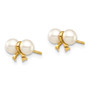 14k Madi K 3-4mm White Round FW Cultured Pearl Bow Post Earrings