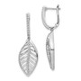 14k White Gold Diamond Leaf Leverback Earrings