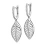 14k White Gold Diamond Leaf Leverback Earrings