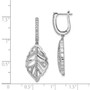 14k White Gold Diamond Leaf Leverback Earrings