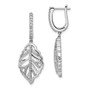 14k White Gold Diamond Leaf Leverback Earrings