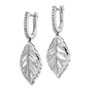 14k White Gold Diamond Leaf Leverback Earrings