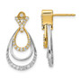 14k Two-tone Diamond Teardrop Earrings