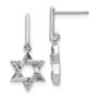 14k White Gold Diamond Star of David Dangle Earrings