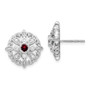 14k White Gold Diamond & Garnet Fancy Earrings