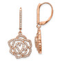 14k Rose Gold Diamond Fancy Flower Leverback Earrings