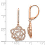 14k Rose Gold Diamond Fancy Flower Leverback Earrings