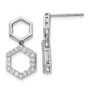 14k White Gold Diamond Fancy Hexagon Post Dangle Earrings