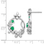 14k White Gold Diamond & Emerald Flower Earrings