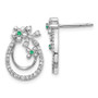 14k White Gold Diamond & Emerald Flower Earrings