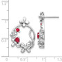 14k White Gold Diamond & Ruby Flower Earrings