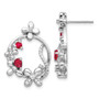 14k White Gold Diamond & Ruby Flower Earrings