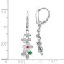 14k White Gold Diamond, Ruby & Emerald Flower Leverback Earrings