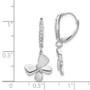 14k White Gold Diamond Butterfly Leverback Earrings