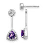 14k White Gold Diamond & Amethyst Earrings