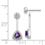 14k White Gold Diamond & Amethyst Earrings